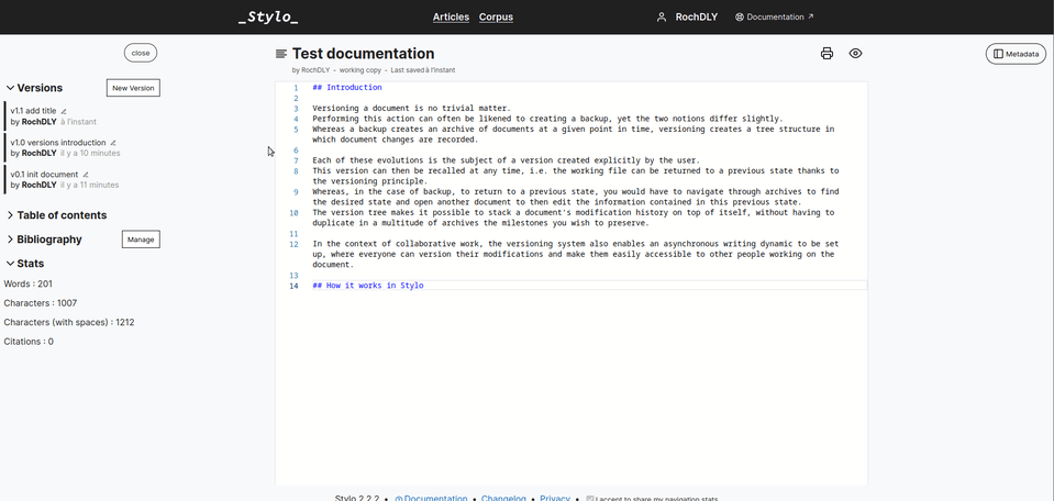 Compare different versions of a document